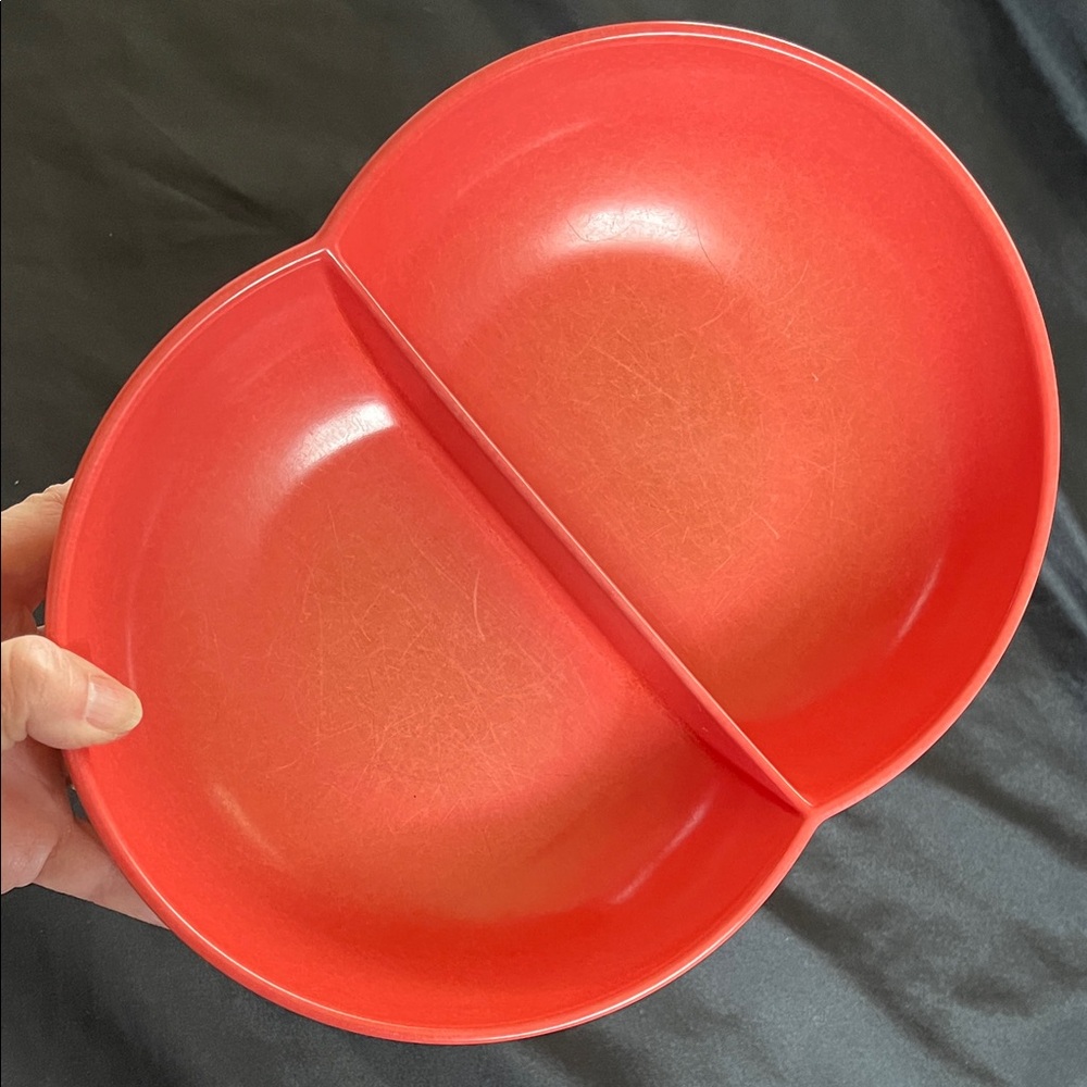 Vtg Branchell Melmac Melamine Divided Bowl Burnt Orange 50s/60s MCM**READ**
